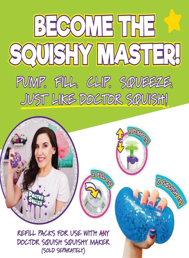 Doctor Squish Squishy Pack Combo Refill | Both Standard & Glow in The Dark Refills with TPR Balloons, Reusable Clips, Sparkles & Slime Powder | Make Normal & Neon Squishies | 2 Refills Bundle - Image 4
